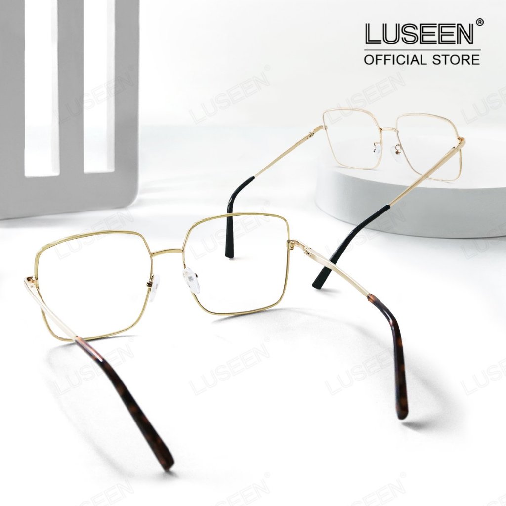 LUSEEN แว่น แว่นตาโฟโตโครมิก กันUV99% แว่นกรองแสง แฟชั่นเกาหลี ป้องกันแสงสีฟ้า แว่นตาแฟชั่น AG2252