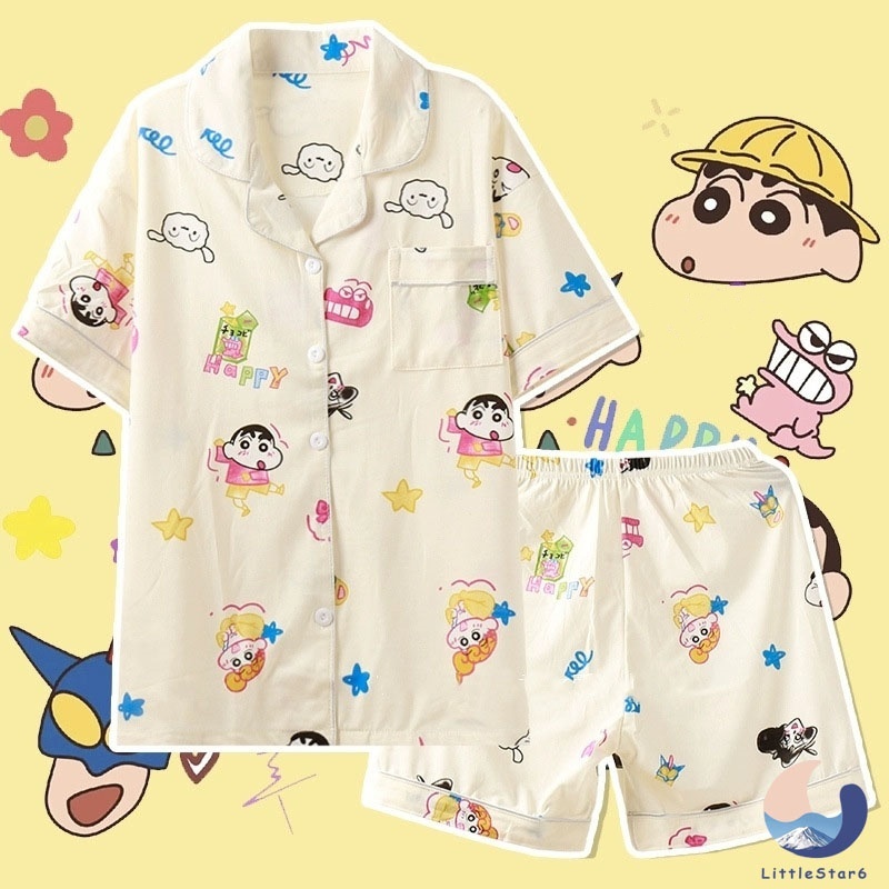 🥰ชุดนอนผ้าสาลูญี่ปุ่นแขนสั้น-ขาสั้น เนื้อผ้าเกรดพีเมี่ยม Japanese pajamas【LittleStar6】