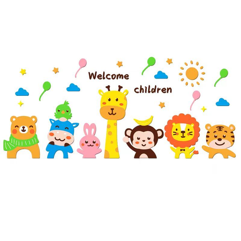 【 Daorui 】ห้องเด็กอนุบาลตกแต่งผนังสติ๊กเกอร์สนามเด็กเล่นห้องเรียนห้องนอนการ์ตูนสัตว์สติ๊กเกอร์อะคริลิค 3 มิติ - รูปที่ 4