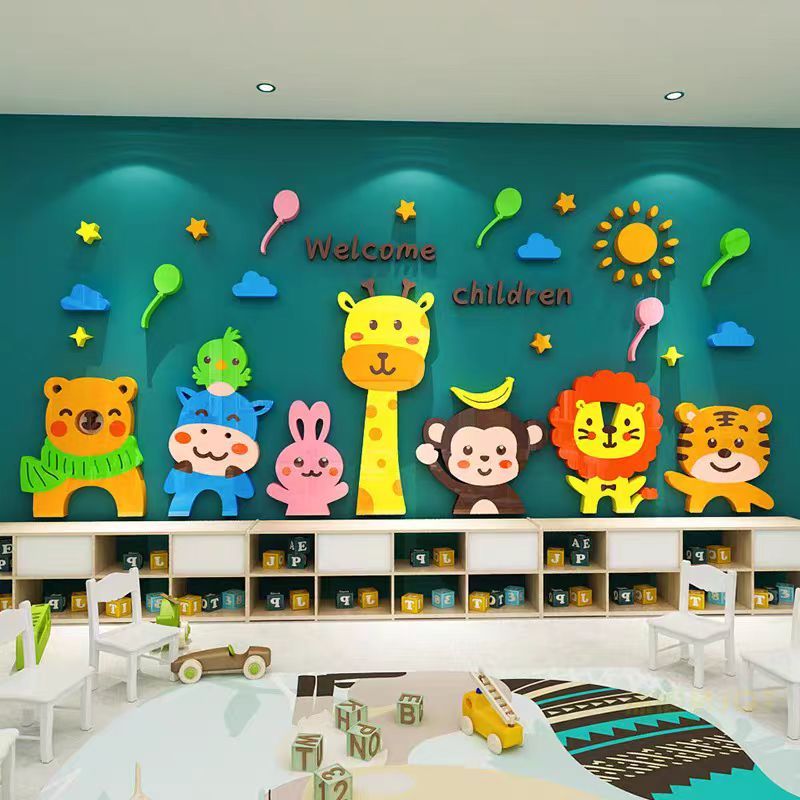 【 Daorui 】ห้องเด็กอนุบาลตกแต่งผนังสติ๊กเกอร์สนามเด็กเล่นห้องเรียนห้องนอนการ์ตูนสัตว์สติ๊กเกอร์อะคริลิค 3 มิติ - รูปที่ 2
