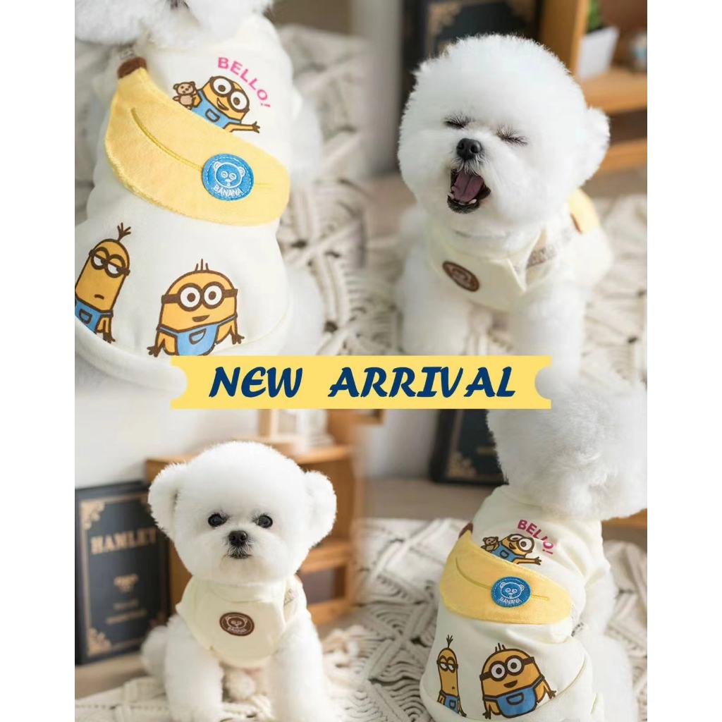 Candypet ของแท้ที่ได้รับอนุญาต Minions เสื้อผ้าสัตว์เลี้ยงสุนัขแมวกระเป๋าเป้สะพายหลังผ้าฝ้ายบางเสื้อยืดเสื้อกั๊ก HR-FS-SS
