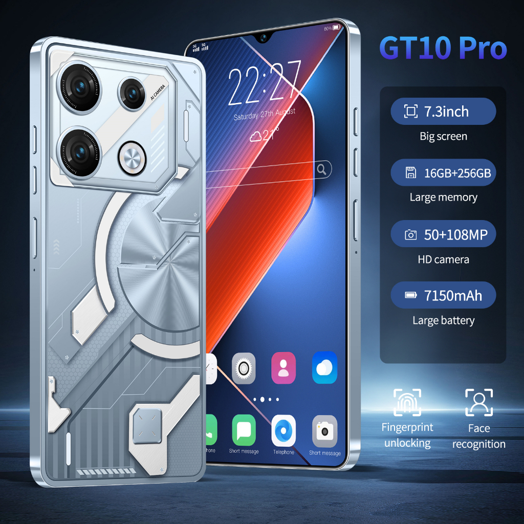 GT10 PRO ใหม่ 3G สมาร์ทโฟน 7.3 นิ้วหน่วยความจําหน้าจอที่ชัดเจนเป็นพิเศษ 16GB RAM + 256GB ROM แบตเตอร