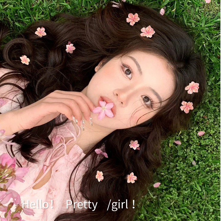 กิ๊บติดผมดอกซากุระสีชมพูน่ารักฤดูร้อน สุภาพสตรี 2024 กิ๊บติดผมดอกไม้ด้านข้างใหม่