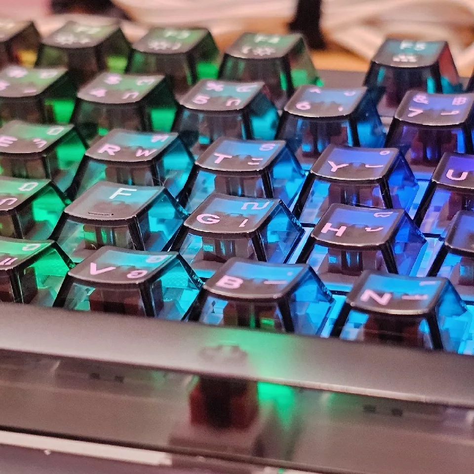 Keycap ใส ภาษาไทย สีดำ 152 Key Full Set, Custom Cherry Profile Keycaps,Transparent PC Material Keycaps สําหรับ 60% 65% 75% 100% คีย ์ บอร ์ ด