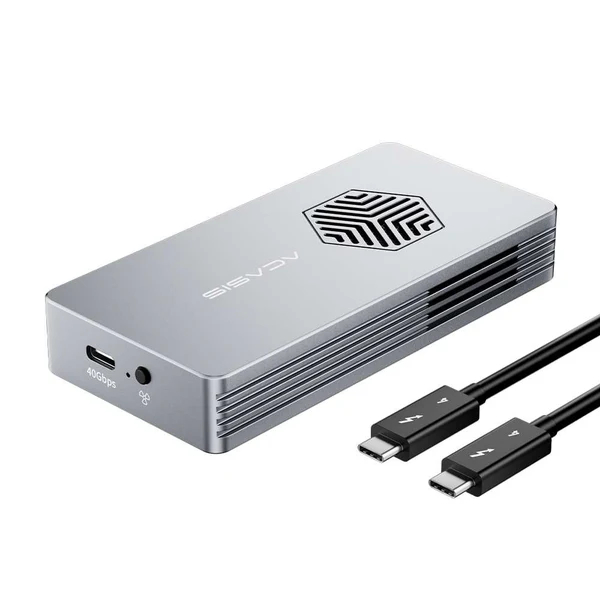 Acasis 40Gbps Thunderbolt4 USB4.0 NVME M.2 SSD Enclosure ใช้งานร่วมกับ USB 4.0/3.2/3.1/3.0/2.0 ไม่มีการติดตั้งกรณี SSD, TBU401 อัพเกรด Cooling-fan ฟรีสาย USB-C (TBU401PRO)