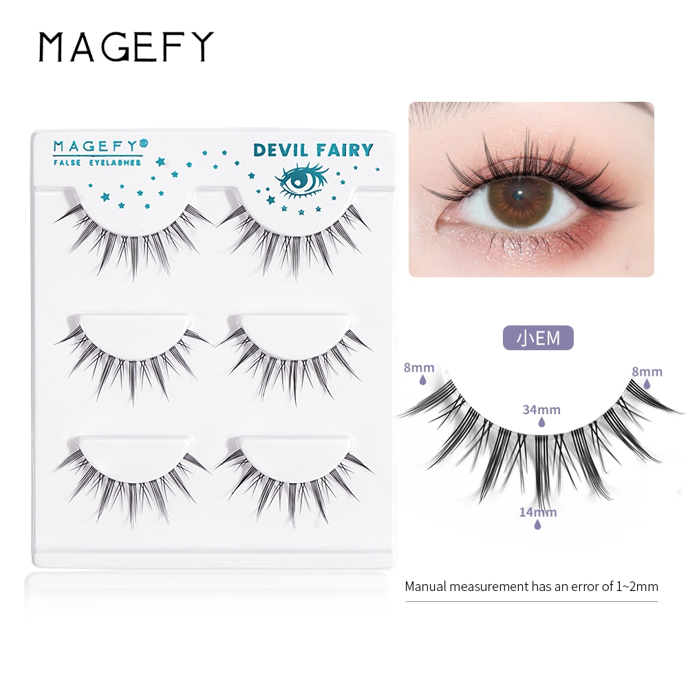 ซื้อ MAGEFY ขนตาปลอม 3d reusable ขนตาปลอมธรรมชาติบางและยาว eyelashes extensiones ชุด  3 คู่