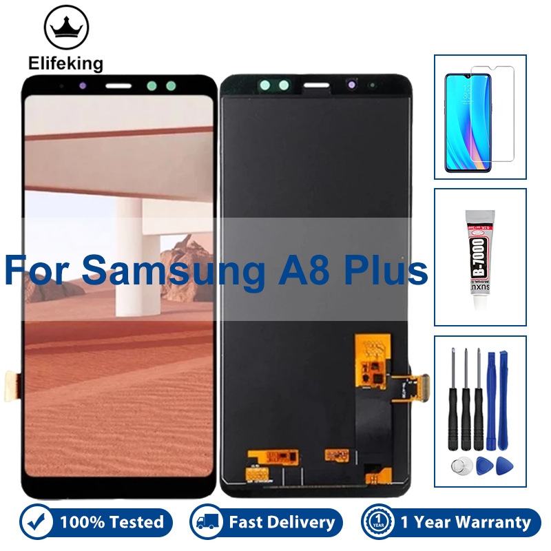Lcd สําหรับ Samsung Galaxy A8 + A8 PLUS 2018 จอแสดงผล LCD Touch Screen Digitizer Assembly SM-A730F เปลี่ยนทดสอบ 100%
