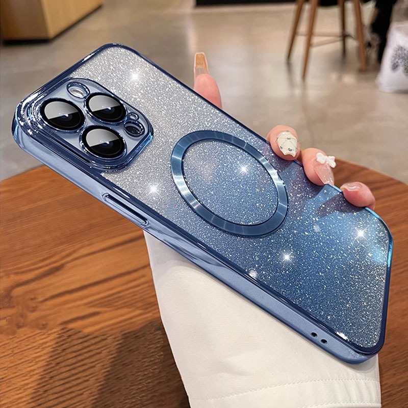เคสโทรศัพท์มือถือเคส iPhone iPhone 11 12 13 14 15 กรณีไฟฟ้าแฟลชดูดแม่เหล็กชาร์จไร้สายด้วยฟิล์มป้องกันกล้อง