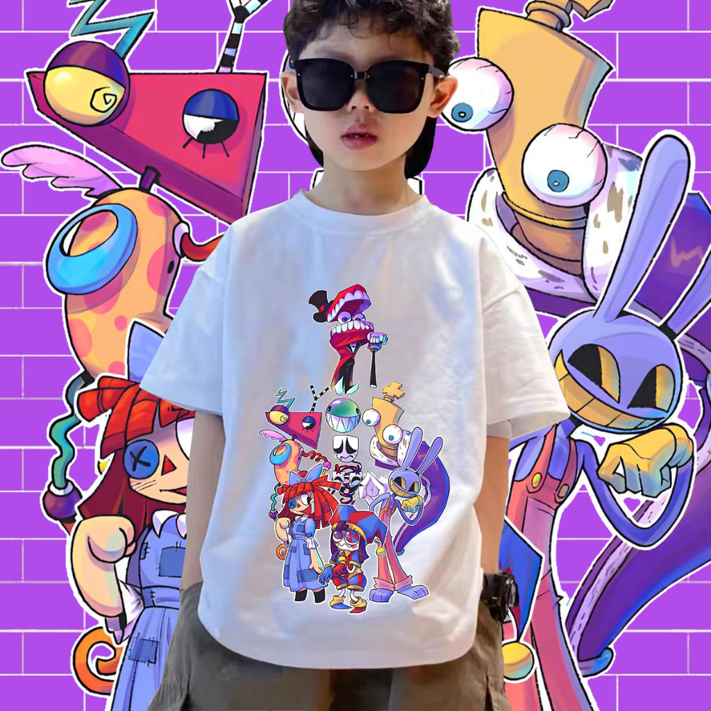 พร้อมส่ง เสื้อยืดเด็ก The amazing Digital Circus Kid‘T-shirt พิมพ์ลาย ผ้าCotton 100% ใส่ได้ ทั้ง ชาย ใส่สบาย ไม่หด ไม่ย้