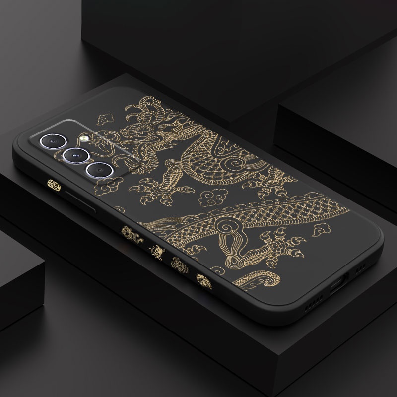 SAMSUNG Coiling Dragonเคสโทรศัพท์สําหรับSamsung Galaxy A54 A34 A24 A14 A04 A04S A04E A73 A53 A33 A23 A13 A03S A03 Core 4G 5Gซิลิโคนเหลวด้านข้างรูปแบบฝาครอบ