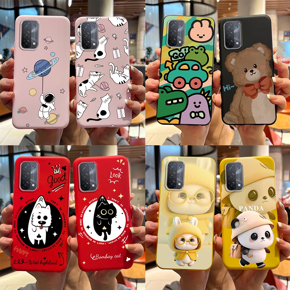 Oppo a74 5G (CPH2197) ปลอกออกแบบใหม่ล่าสุดกระต่ายน่ารัก Panda ซิลิโคนนุ่มเคสโทรศัพท์สําหรับ OppoA74 a74 5G ฝาครอบกันชน