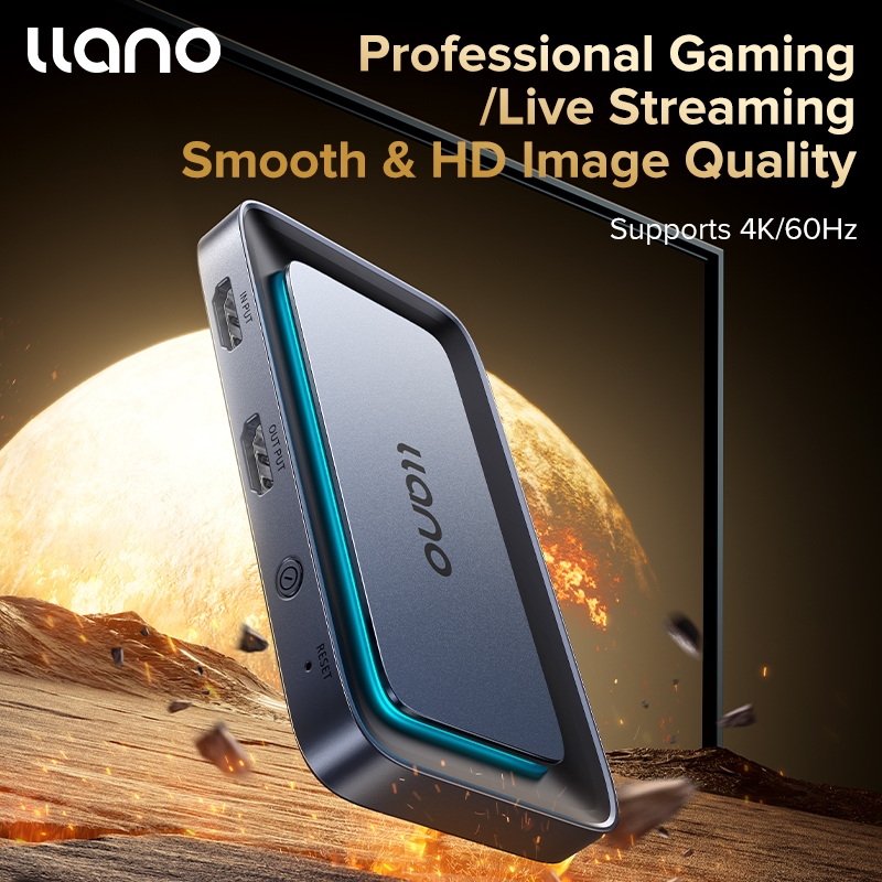 Llano Professional HDMI Live Stream Switcher 4K 60HZ Video Capture Card สําหรับสตรีมมิ่ง Podcasting ใช้งานร่วมกับ PS5 PS4 Xbox โทรศัพท์แล็ปท็อปโปรเจคเตอร์กล้องวิดีโอ