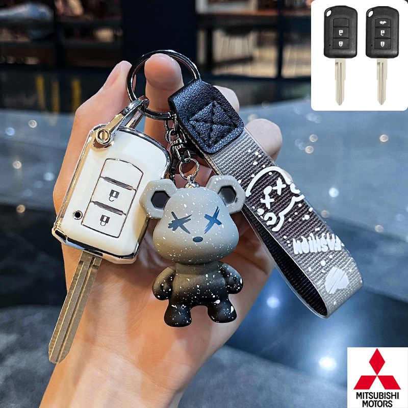 Mitsubishi 2/3 ปุ ่ มรีโมทสมาร ์ ทกุญแจรถแหวนฝาครอบกรณีเชลล ์ ป ้ องกันสําหรับ Mitsubishi Attrage/Mrage/Triton/xpander/Pajero ฝาครอบกุญแจอุปกรณ ์ เสริม