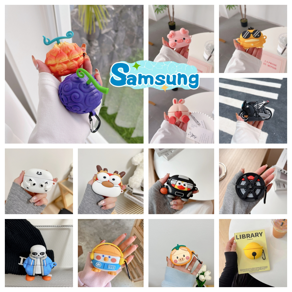 เคสการ์ตูนน่ารักสําหรับ Samsung Galaxy Buds2 Pro Buds Core 3D แฟชั่นซิลิโคนป้องกันสีสัน Buds FE Buds