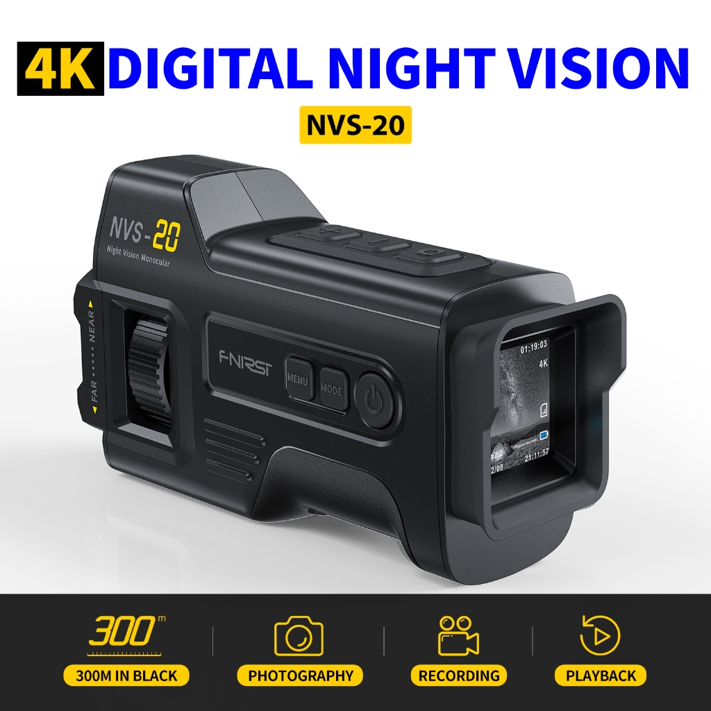 Fnirsi NVS-20 4K HD Monocular Night Vision อินฟราเรด 6 ครั้งซูมดิจิตอล 300 M กล้องโทรทรรศน์การล่าสัตว์กลางแจ้งสีขาว Night ใช้คู่