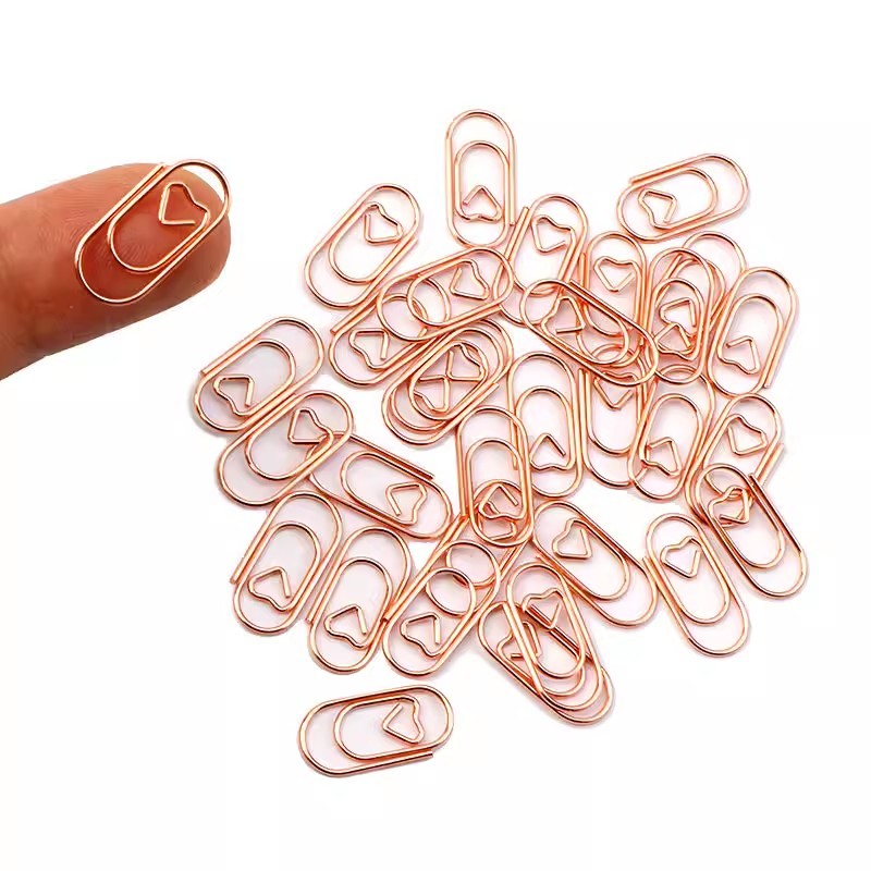 50 ชิ้น/ถุง Gold Rose Gold คลิปหนีบกระดาษ Mini Hollow Love Heart Binder คลิป Kawaii ที่คั่นตั๋ว Photo Clamp Patchwork คลิปอุปกรณ์สํานักงาน