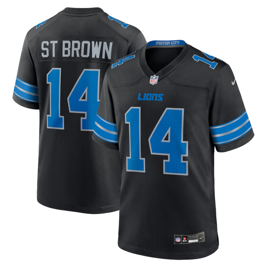 Camisa NFL Detroit Lions Amon-Ra St. เสื้อฟุตบอลอเมริกัน Brown Regata Limited