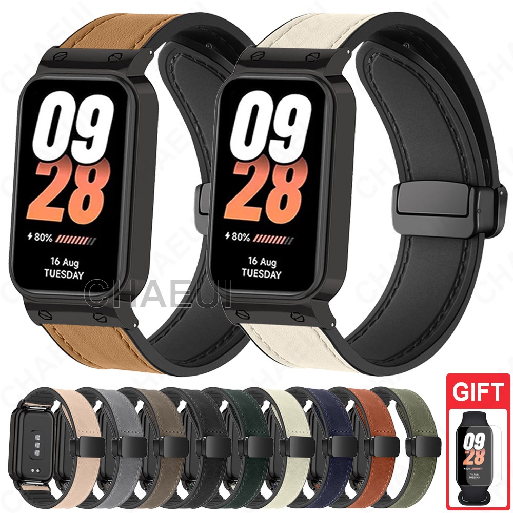 สายหนังซิลิโคนอุปกรณ์เสริมสร้อยข้อมือสําหรับ Xiaomi Smart Band 8 9 Active / Redmi Smart Band 2 3