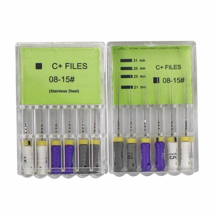 6 ชิ้น/แพ็คทันตกรรม C บวกแฟ้มสแตนเลส Endo ไฟล์ Endodontics Root Canal แฟ้มสําหรับ Calcification 21 มม./25 มม.