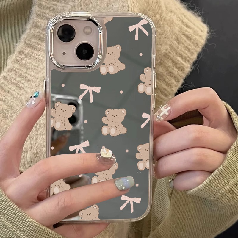 เคสกระจกแต่งหน้า ใช้งานร่วมกับ iPhone15 เคสป้องกัน iPhone 11 เคสโทรศัพท์ iPhone11 15pro TPU Soft Case เข้ากันได้กับ iPhone 15prm iPhone13Promax12ProMax 11xr xsmax 7Plus8Plus