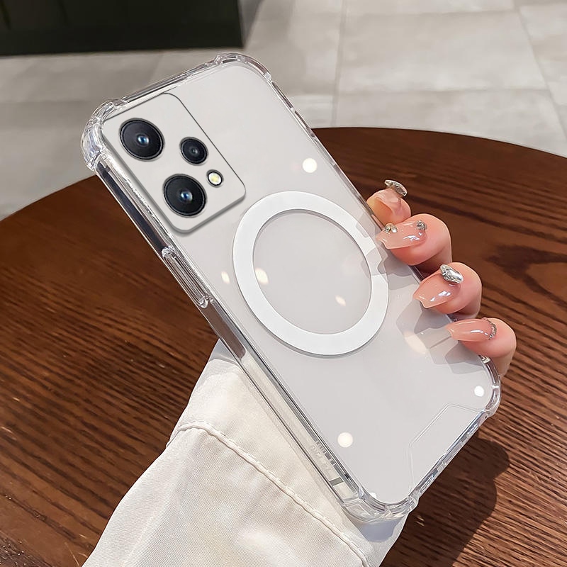 เรียลมี 9 4ก 9 มือโปร กรณี เคสโทรศัพท์ซิลิโคนใสพร้อมเลนส์นิ่มป้องกันการตกสี่เลนส์ครอบคลุมทุกมุมและฟังก์ชั่นดูดแม่เหล็ก