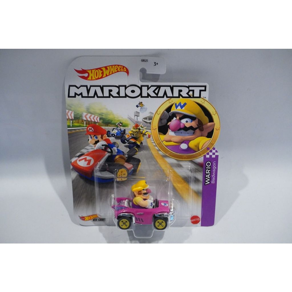 Hot Wheels Mario Kart WARIO Badwagon สีชมพู &amp; เหลือง