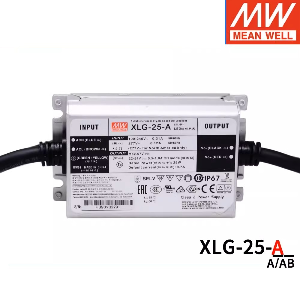 MEAN WELL XLG-25 XLG-25-A MEANWELL XLG 25 25W โหมดพลังงานคงที่ LED Driver XLG-25 series