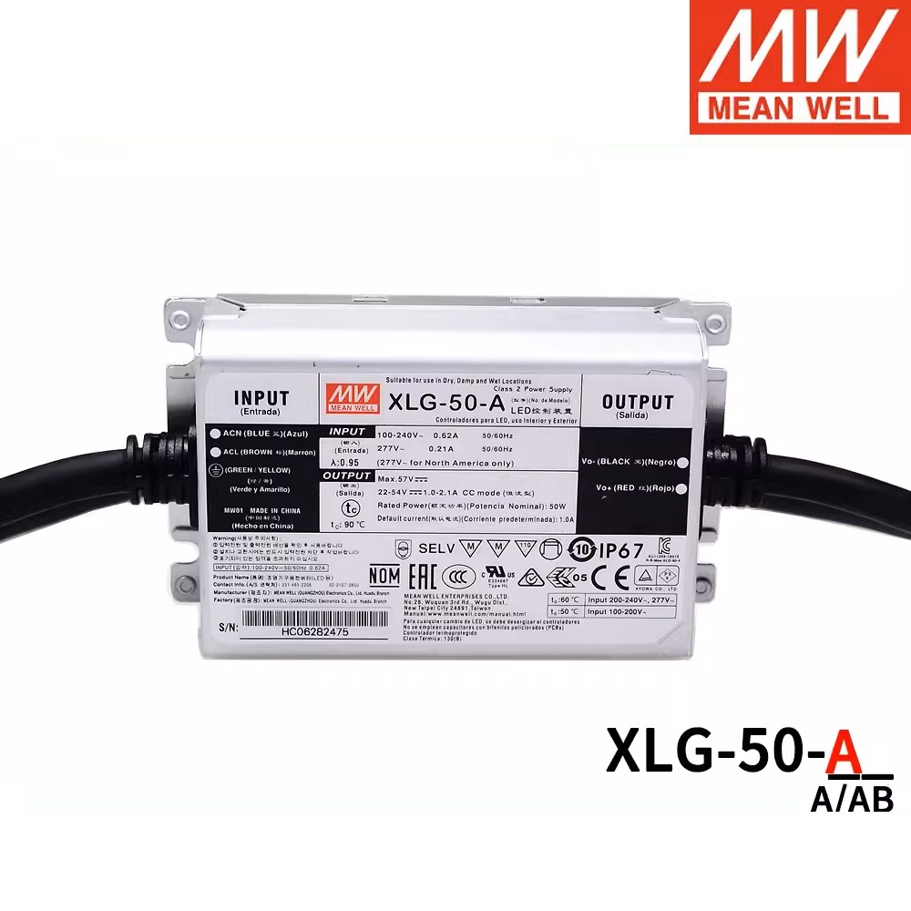 MEAN WELL XLG-50 XLG-50-A XLG-50-AB 50W โหมดพลังงานคงที่ LED Driver XLG-50 series