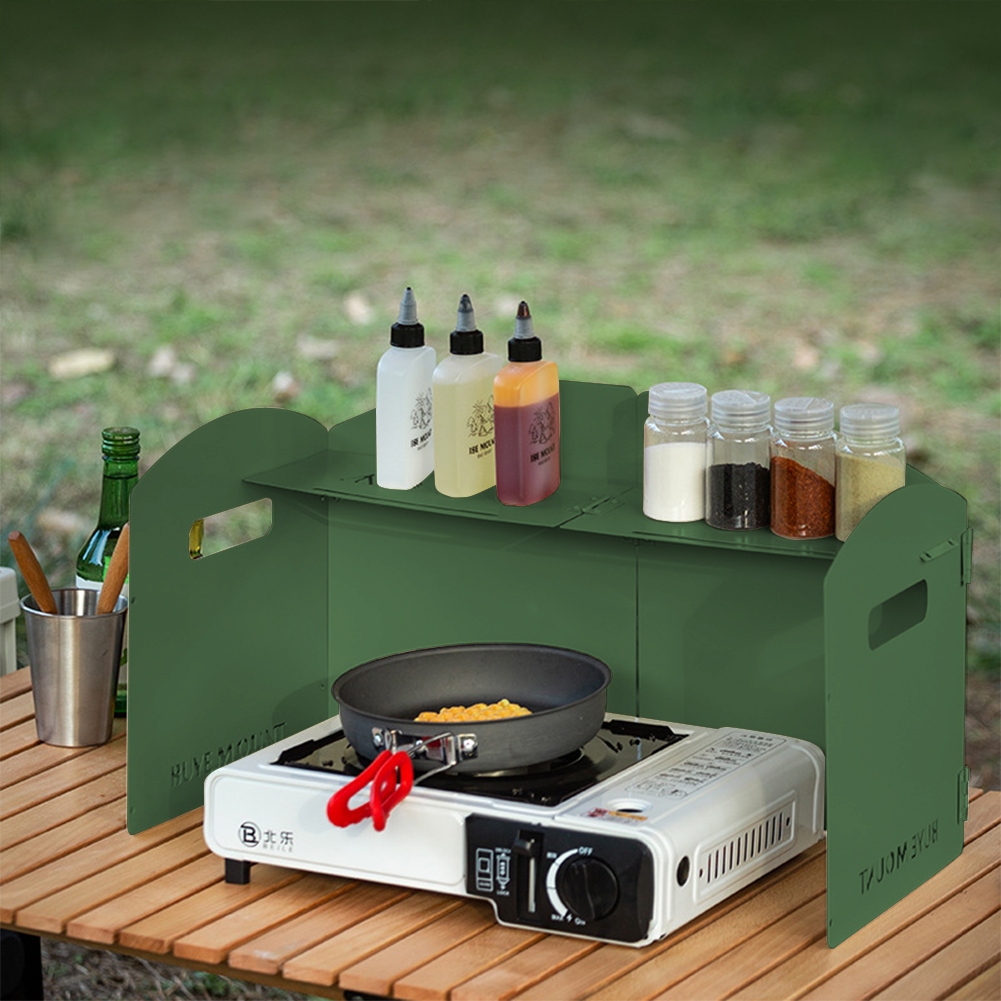จัดส่งในกรุงเทพฯ พับ Camping Wind Shield เตาแก ๊ สแบบพกพาหน ้ าจอกันลมสําหรับทําอาหารบาร ์ บีคิว