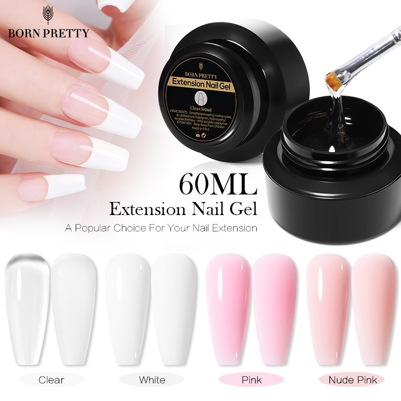Born PRETTY ยาทาเล็บเจลลี่เจล แบบใส สีขาว สีชมพู 60 มล.