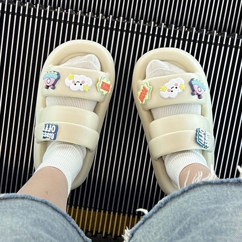 รองเท้าแตะสามสีผู้หญิงน่ารัก รองเท้าแตะผู้หญิง รองเท้าแตะขนมปังผู้หญิง