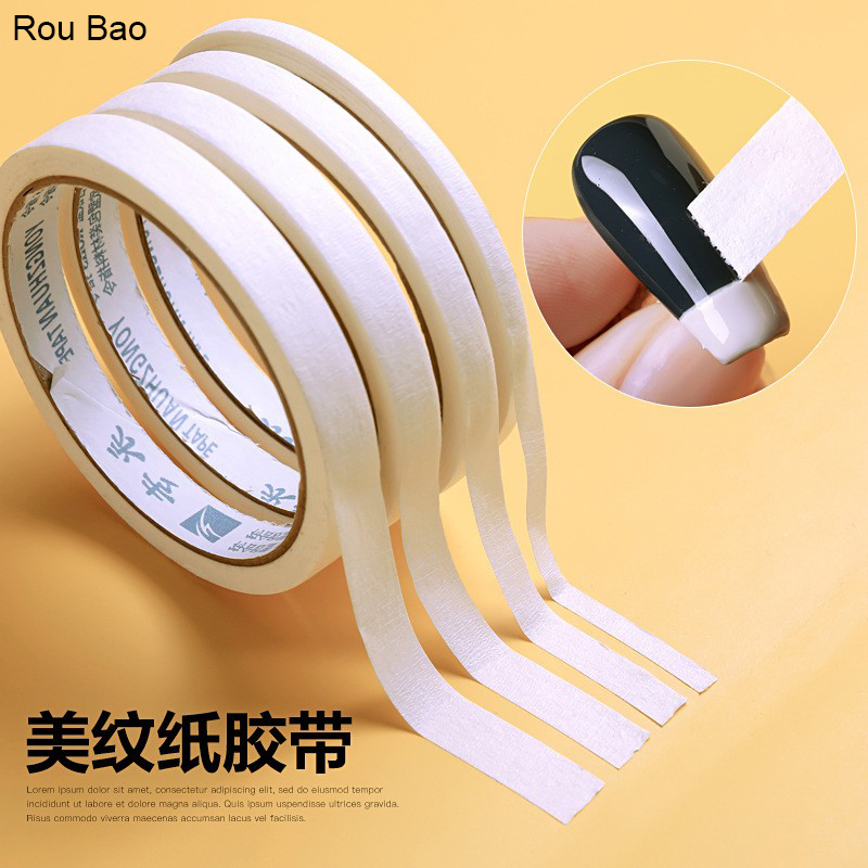 Rou Bao 1 ม ้ วนภาษาฝรั ่ งเศสเล ็ บกาวเทปแยกผงโปแลนด ์ กาวเทปเล ็ บ Art DIY เสริมเครื ่ องมือ