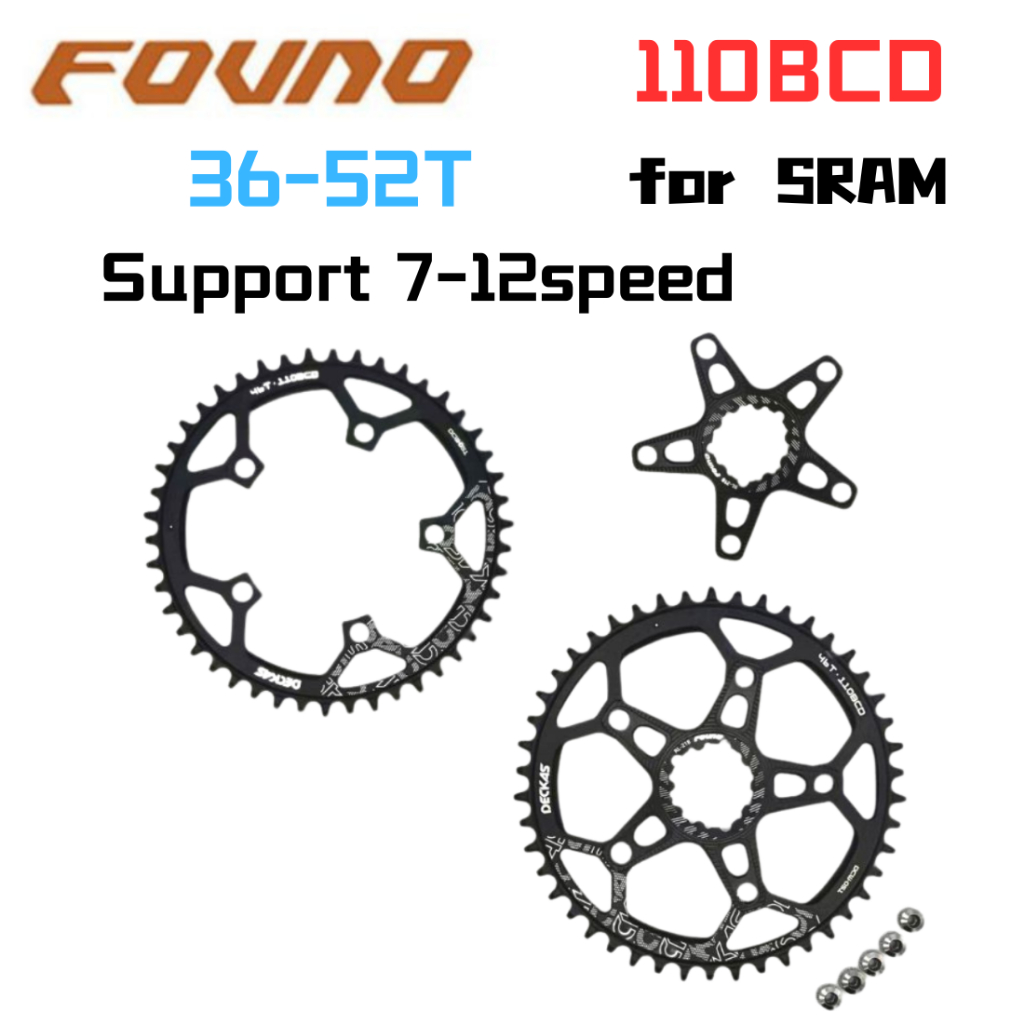 Fovno DECKS 110BCD สําหรับ GXP แผนที่พับจักรยานสามพินตรง Mount Plus Platter 36T-52T รองรับ 7-12S สําหรับ SRAM GXP XX1 X0 X9 7-12speed ขี่จักรยาน Part