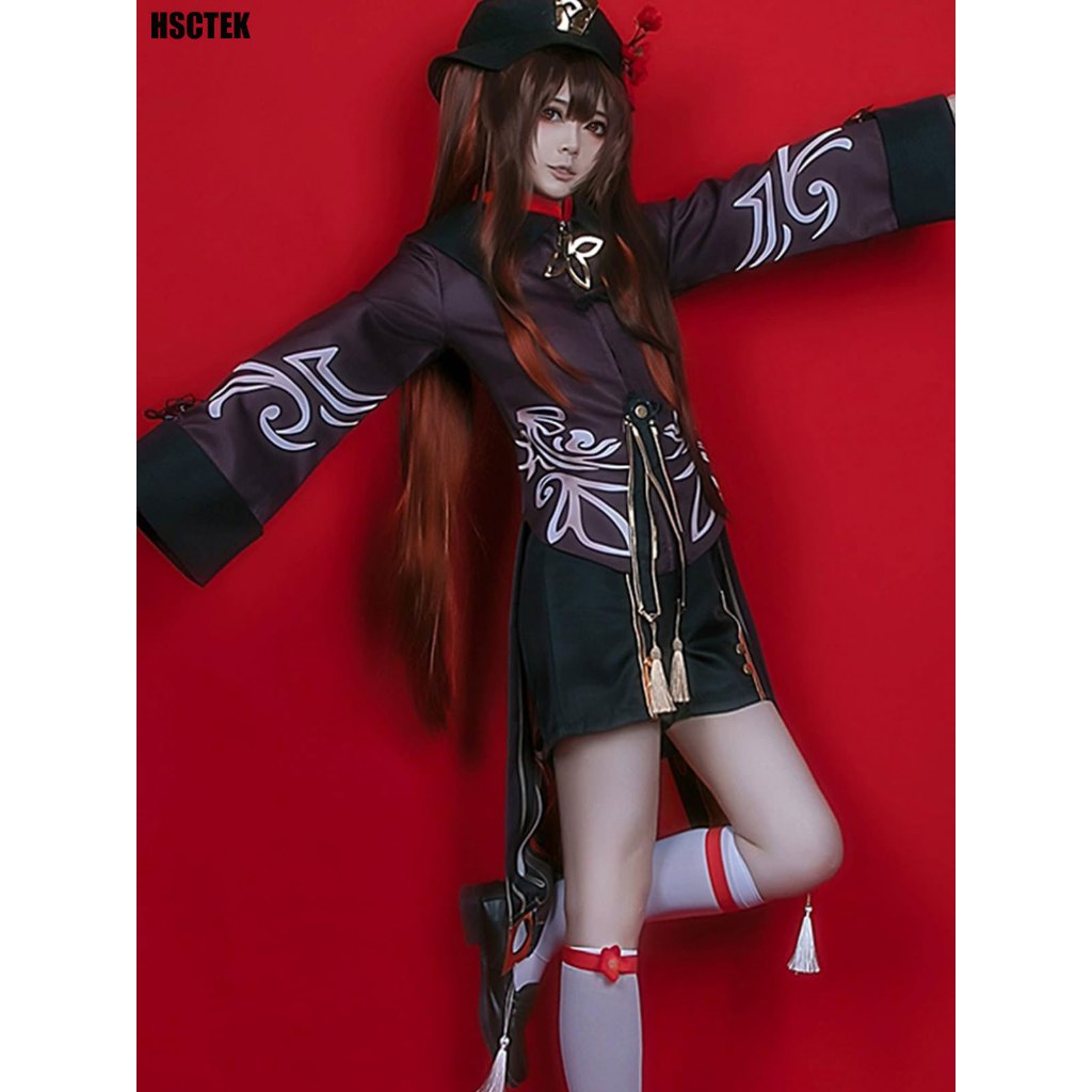Game Genshin Impact Hutao Cosplay คอสเพลย์ ชุดอนิเมะ ชุดฮาโลวีน Hutao วิกผม วิกผมอนิเมะ ชุดคอสเพลย์ 