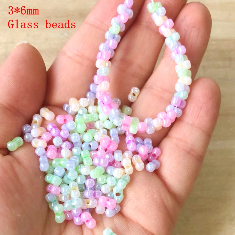 200 ชิ ้ น DIY ลูกปัด 3 * 6 มม.ลูกปัดถั ่ วลิสง DIY อุปกรณ ์ เสริมสําหรับโซ ่ และสร ้ อยข ้ อมือ