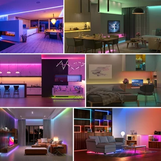 BTF-LIGHTING 630LEDs/m COB RGB IC แถบไฟ LED WS2811 LED ความหนาแน่นสูง ไฟตกแต่งภายใน IP30 DC 12V 24V