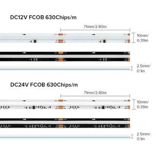 BTF-LIGHTING 630LEDs/m COB RGB IC แถบไฟ LED WS2811 LED ความหนาแน่นสูง ไฟตกแต่งภายใน IP30 DC 12V 24V