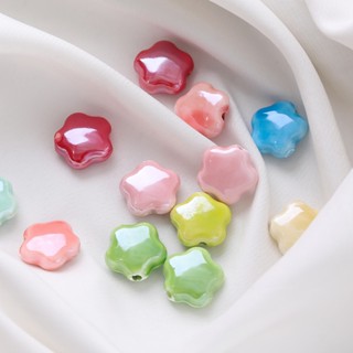 St. kunkka 5-10 ชิ้นลูกปัดดอกไม้เซรามิกหลากสีสําหรับสร้อยคอส…