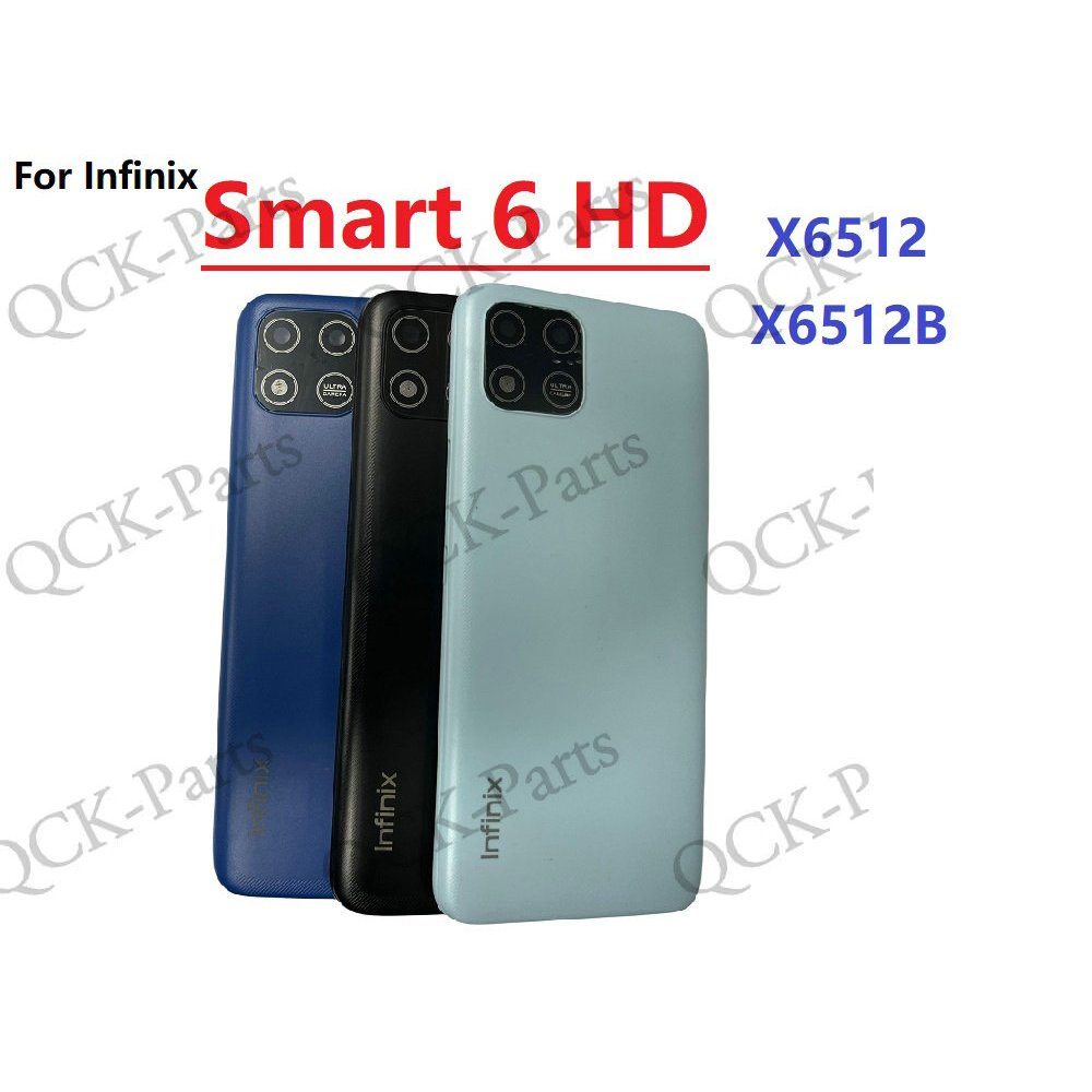ฝาหลังแบตเตอรี่สําหรับ Infinix Smart 6 HD 6HD X6512 X6512B ด้านหลังประตูด้านหลังกรณีเลนส์กล้องแก้ว
