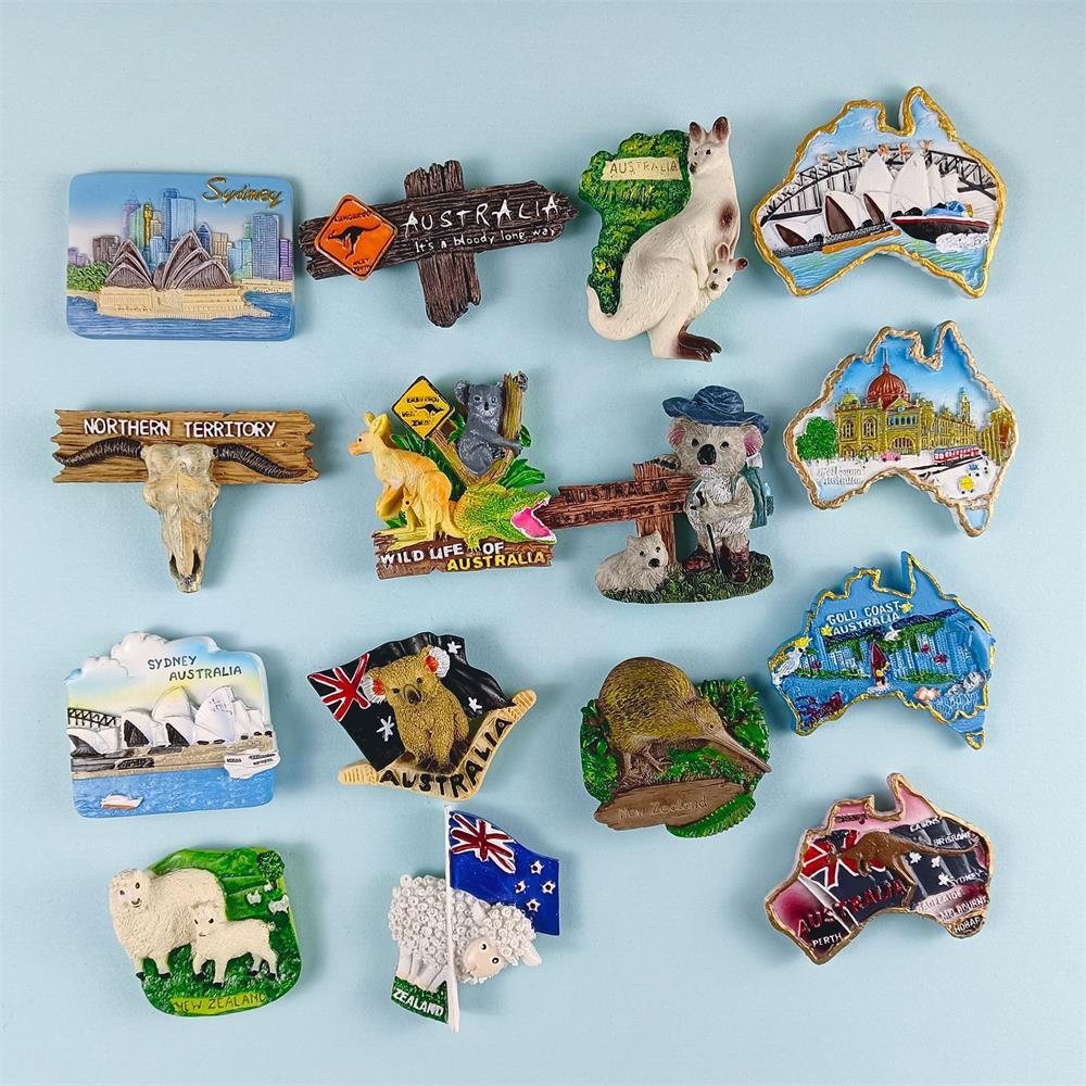 Creative Australia New Zealand แม่เหล็กติดตู้เย็น Oceania Australia city travel ของที่ระลึก ตู้เย็นสติกเกอร์แม่เหล็กสําหรับตกแต่งบ้านของขวัญ