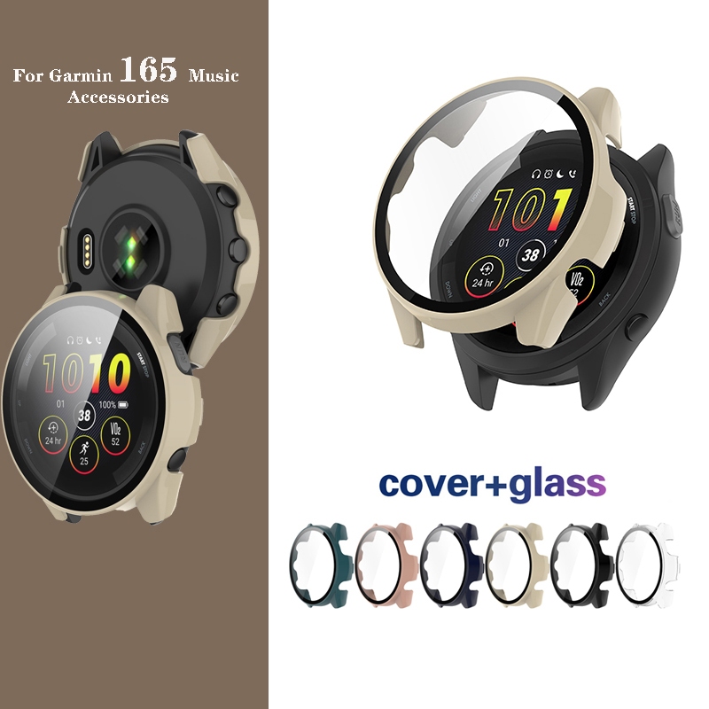 เคสแข ็ งกระจกนิรภัยป ้ องกันหน ้ าจอฝาครอบป ้ องกันสําหรับ Garmin Forerunner 165 / 165 เพลง