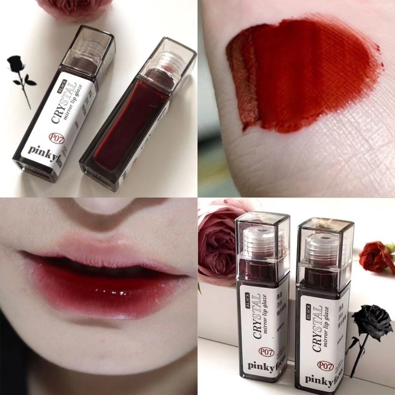 Pinkyfocus ลิปสติก ลิปกลอส เคลือบริมฝีปาก สีนู้ด ชุ่มชื้น ติดทนนาน ไม่จางง่าย