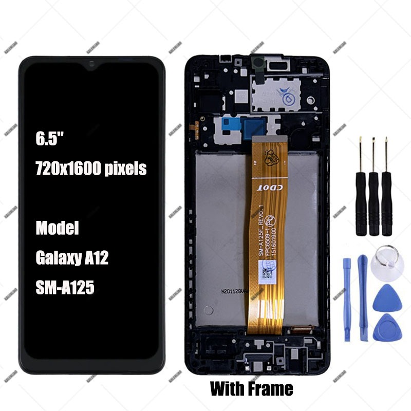 อะไหล่หน้าจอสัมผัสดิจิทัล LCD 6.5 นิ้ว แบบเปลี่ยน สําหรับ Samsung Galaxy A12