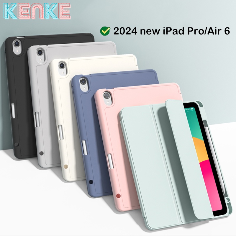 Kenke เคส ipad ซิลิโคน TPU นิ่มพร้อมช่องดินสอสําหรับ ipad 2025 ipad 11 A16 M3 air 13 นิ้ว ipad pro 11 นิ้ว 5th generation ipad pro 12.9 m4 pro 13 นิ้ว air 4th gen air 5th gen air 3 10.5 กรณี ipad case