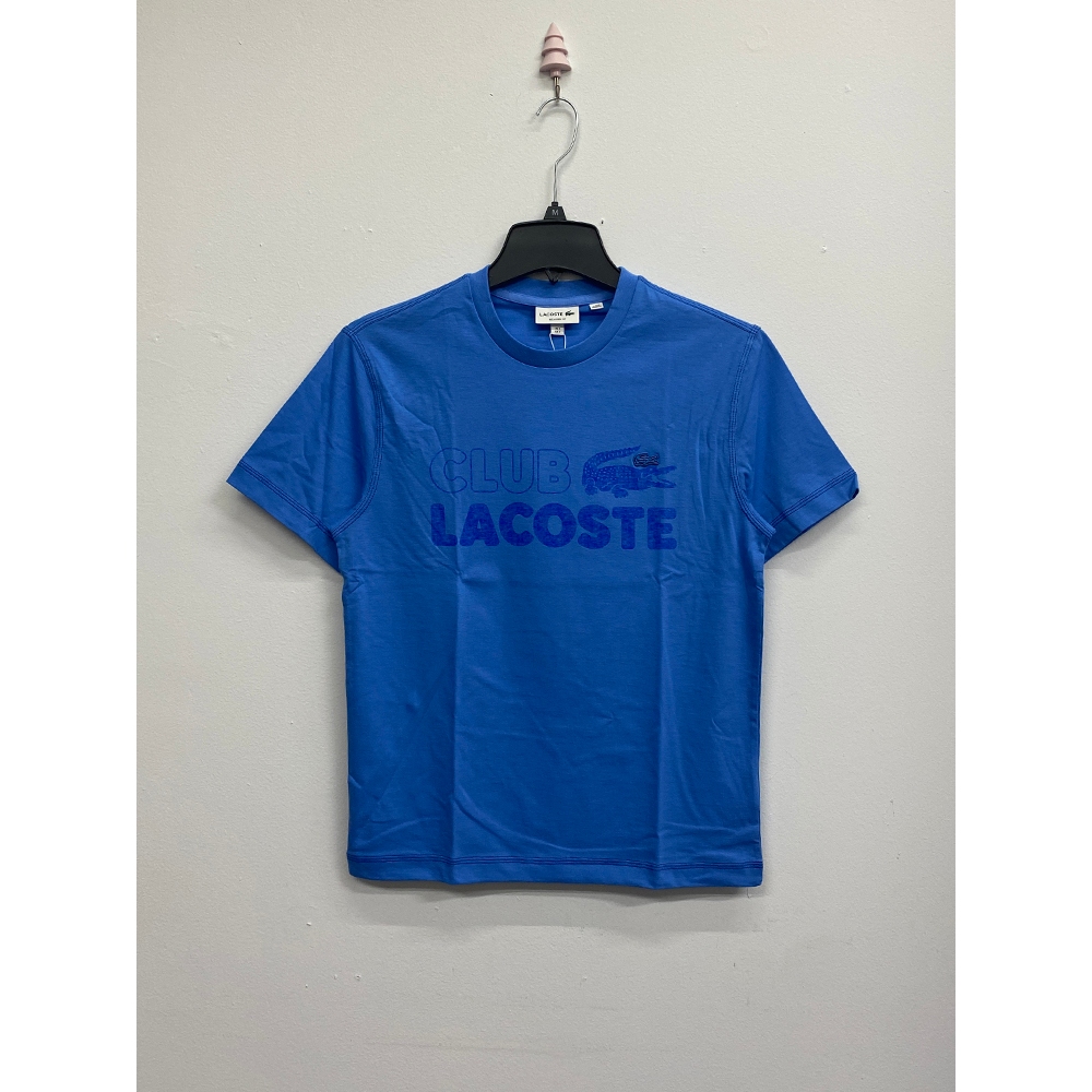 LACOSTE ลาคอสท์ ผู้ชายคอกลมผ้าฝ้ายแท้ป้ายขนาดเล็กหลวมระบายอากาศแขนสั้นเสื้อยืด ไทย5440