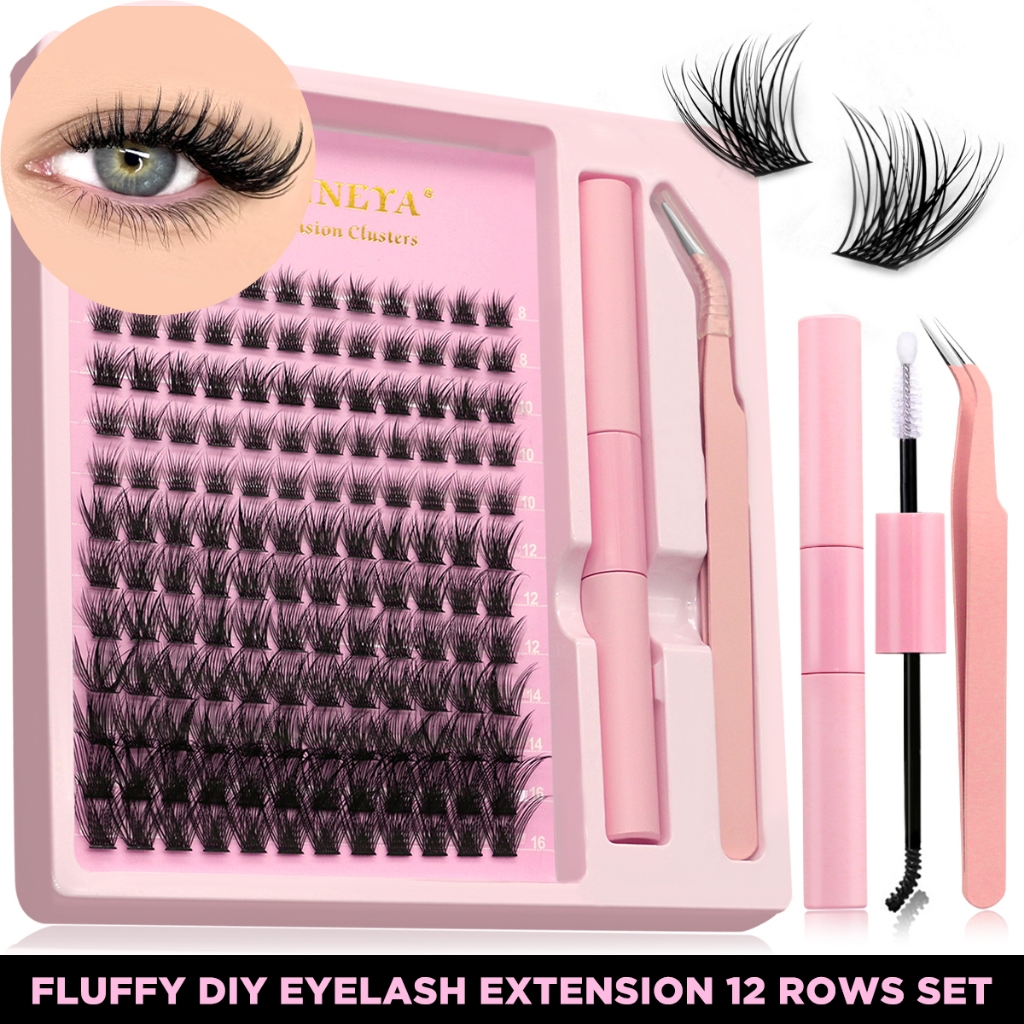 Groinneya Lash Clusters ชุดขนตาปลอมธรรมชาติ 3D มังงะ Lashes ปริมาณขนตาคลัสเตอร์กันน้ํา Strong DIY Lashes Extension
