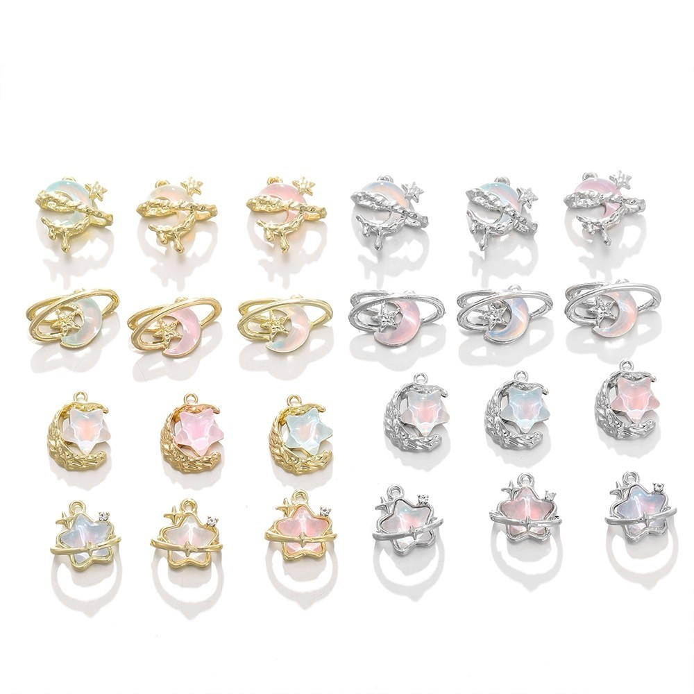 St.kunkka1pcs โลหะผสม Dot Diamond UV Electroplating Moon จี ้ 16.5 * 18.5 มม.Moon Dot Diamond สามารถใช ้ สําหรับสร ้ อยคอสร ้ อยข ้ อมือจี ้ จี ้