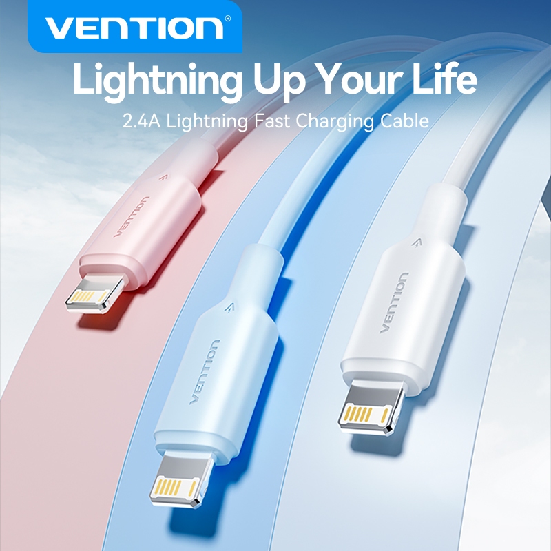Vention สาย USB สําหรับ iPhone 14 13 12 11 Pro Max 2.4A Fast Charging Lightning Cable สําหรับ iPad Mini Phone Charger Data Cable