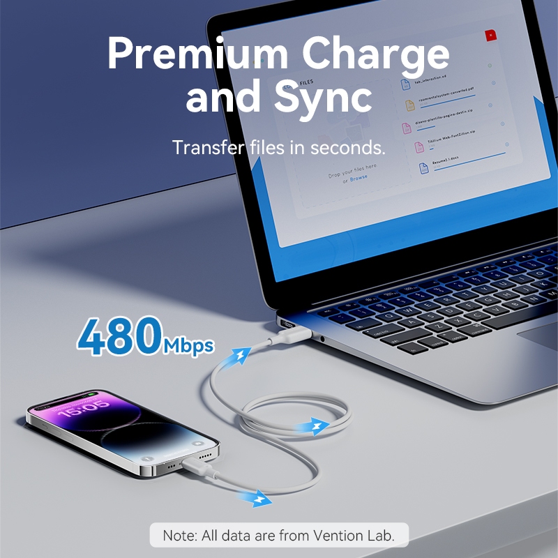 Vention สาย USB สําหรับ iPhone 14 13 12 11 Pro Max 2.4A รูปที่ 8