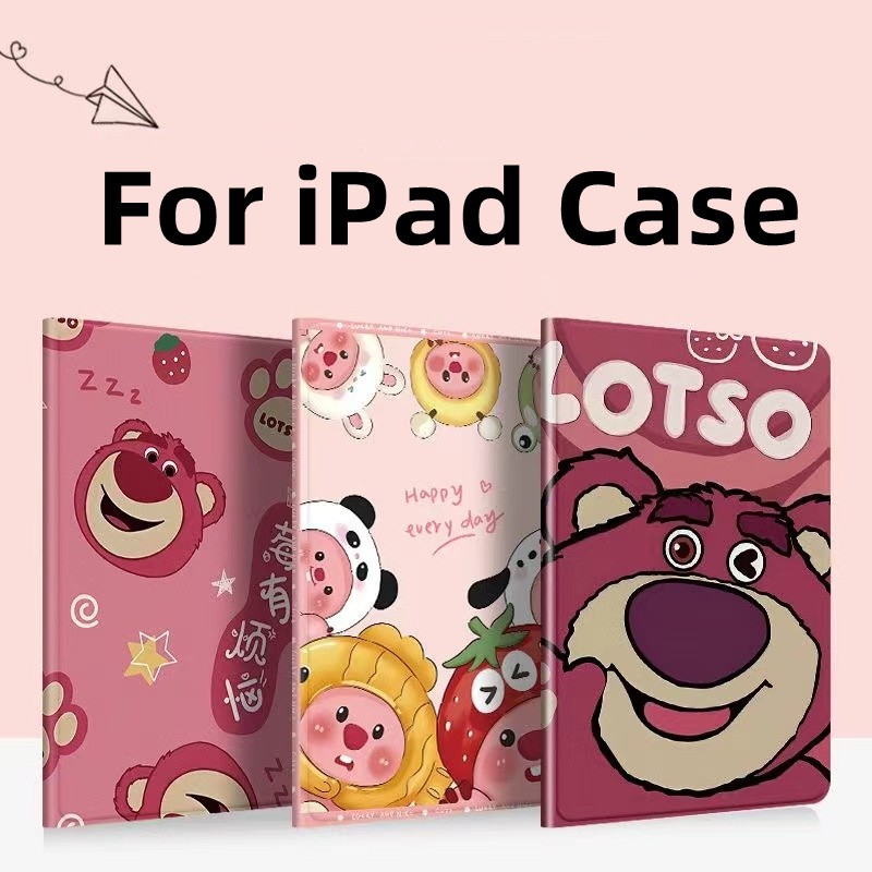 ⭐️ Lotso ⭐️For เคสไอแพด ลายการ์ตูน iPad Mini 1 2 3 4 5 6 / iPad 2 3 4 / iPad Pro 9.7 Air1 Air2 / Ipad Air4/5 10.9 / iPad Pro 10.5 / 10.2 gen9 gen8 7th Smart Case